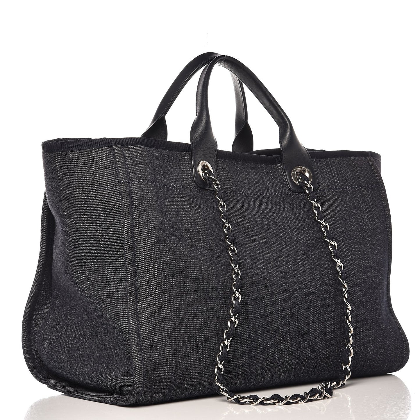 Denim Large Deauville Tote Blue Orange