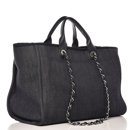 Chanel Denim Large Deauville Tote Blue Orange 4 of 8