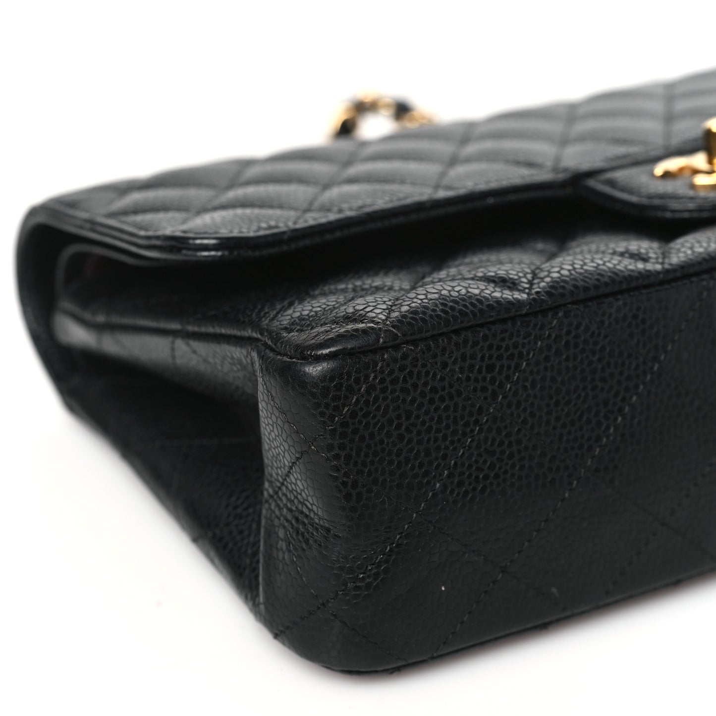 Caviar Quilted Medium Double Flap Black
