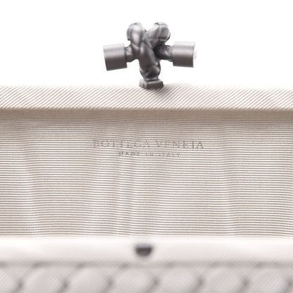 Bottega Veneta Satin Intreccio Impero Stretch Knot Clutch Grey 6 of 7