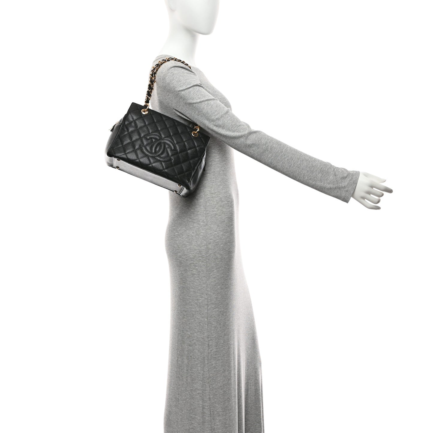 Caviar Quilted Petit Timeless Tote PTT Black