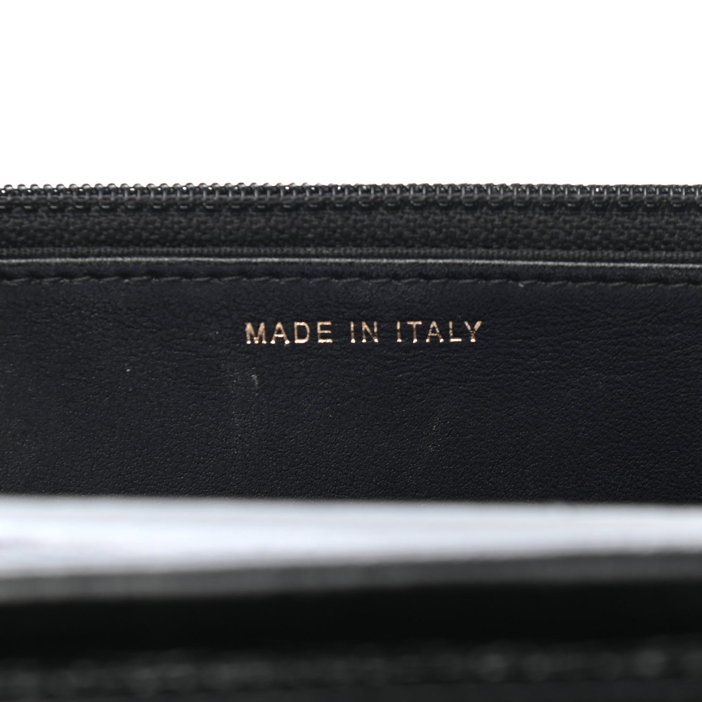 Goatskin Stitched Golden CC Wallet on Chain WOC Black