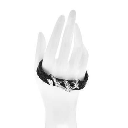 John Hardy Sterling Silver Leather Naga Dragon Bracelet Black 2 of 4