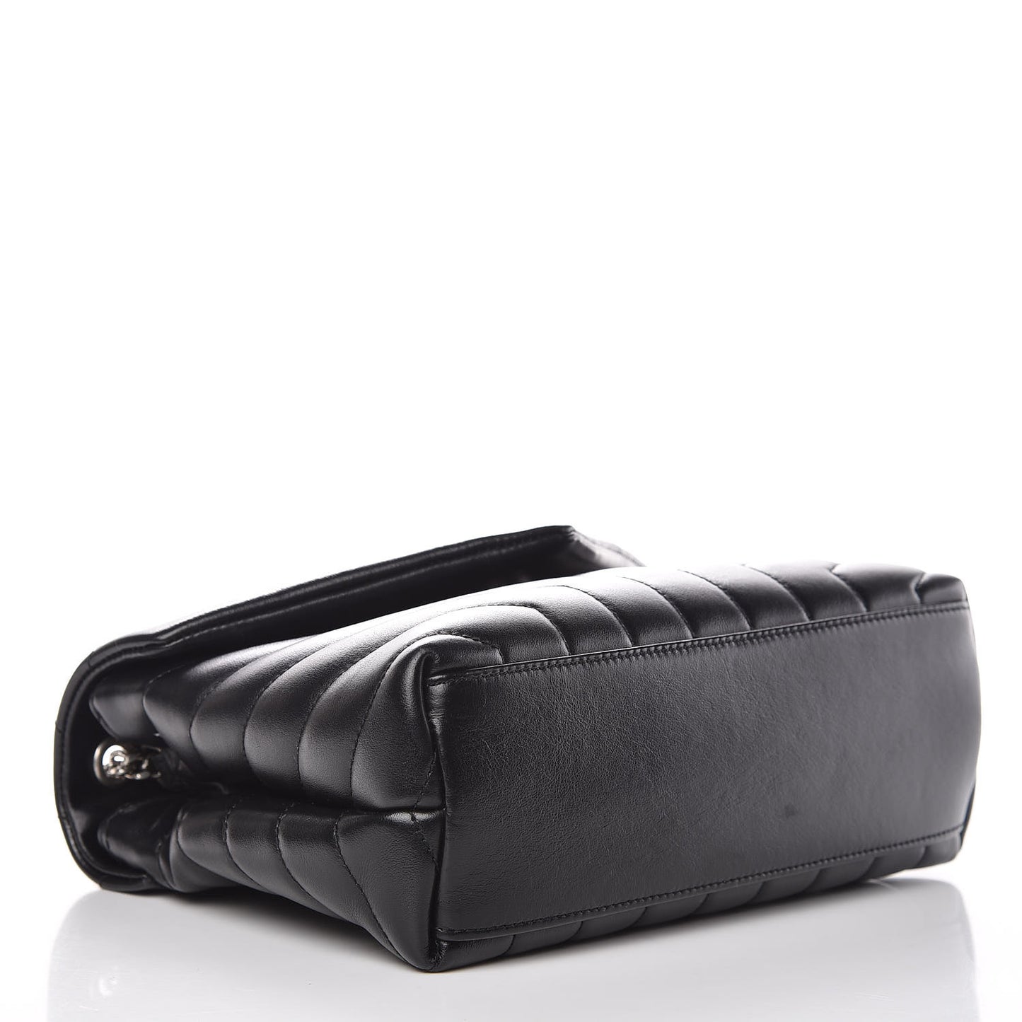 Calfskin Y Quilted Monogram Small Loulou Chain Satchel Black