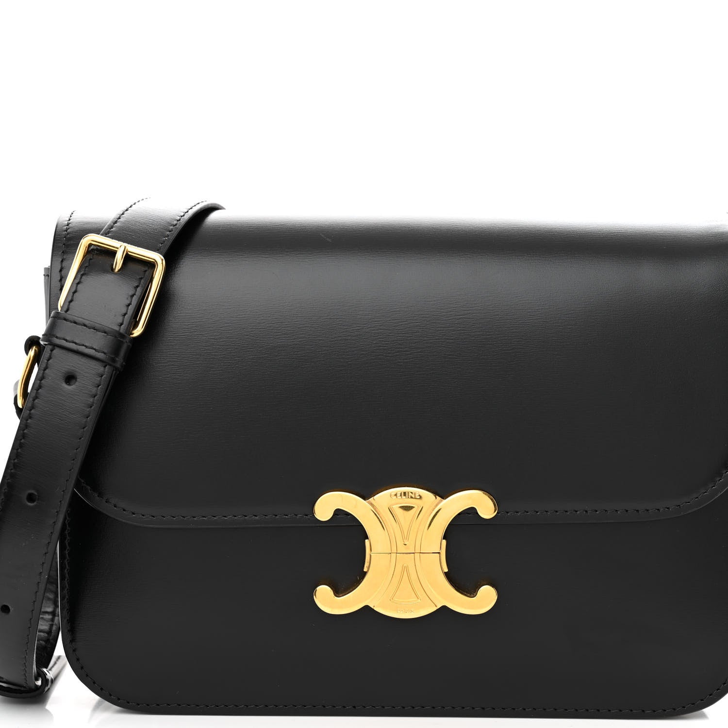 Celine Shiny Calfskin Medium Triomphe Black 8 of 12