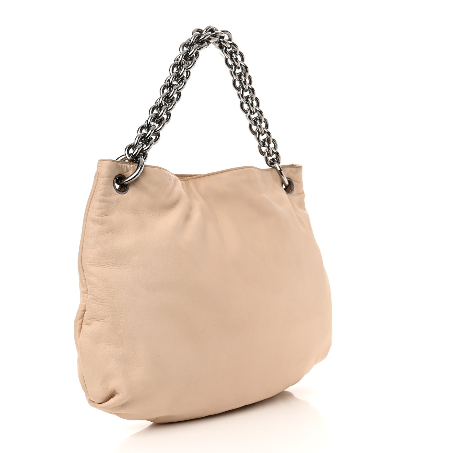 Lambskin Soft And Chain Hobo Beige