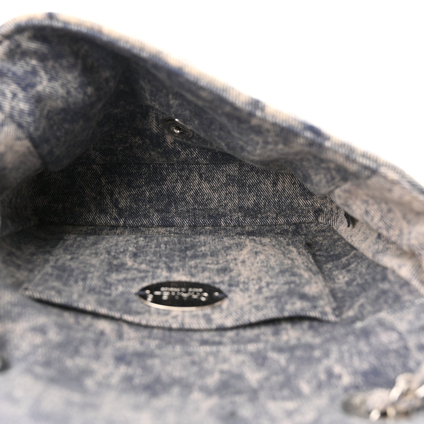 Denim Stitched Mini Square Flap Blue
