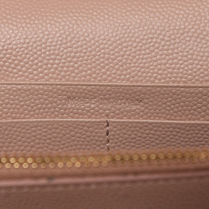 Saint Laurent Grain De Poudre Matelasse Chevron Monogram Chain Wallet Pale Blush 7 of 12