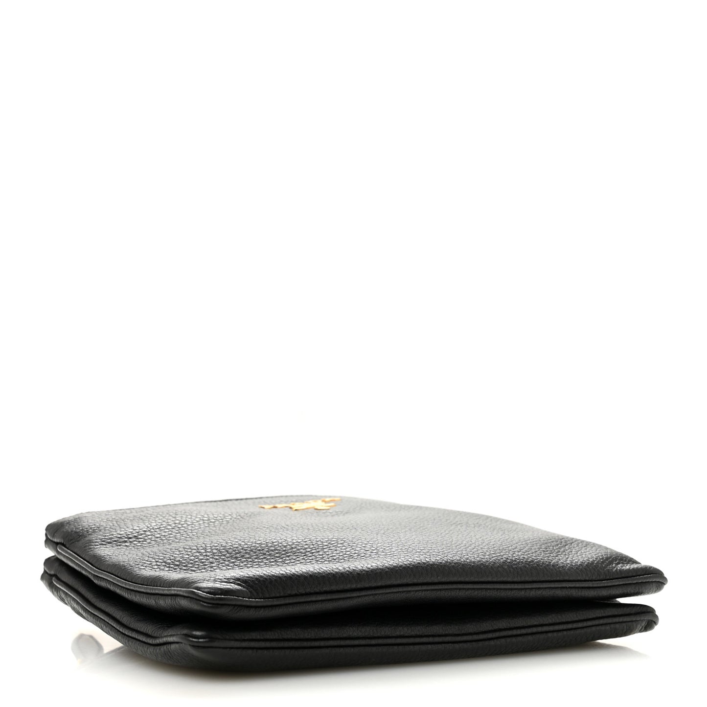 Vitello Daino Double Zip Crossbody Bag Black