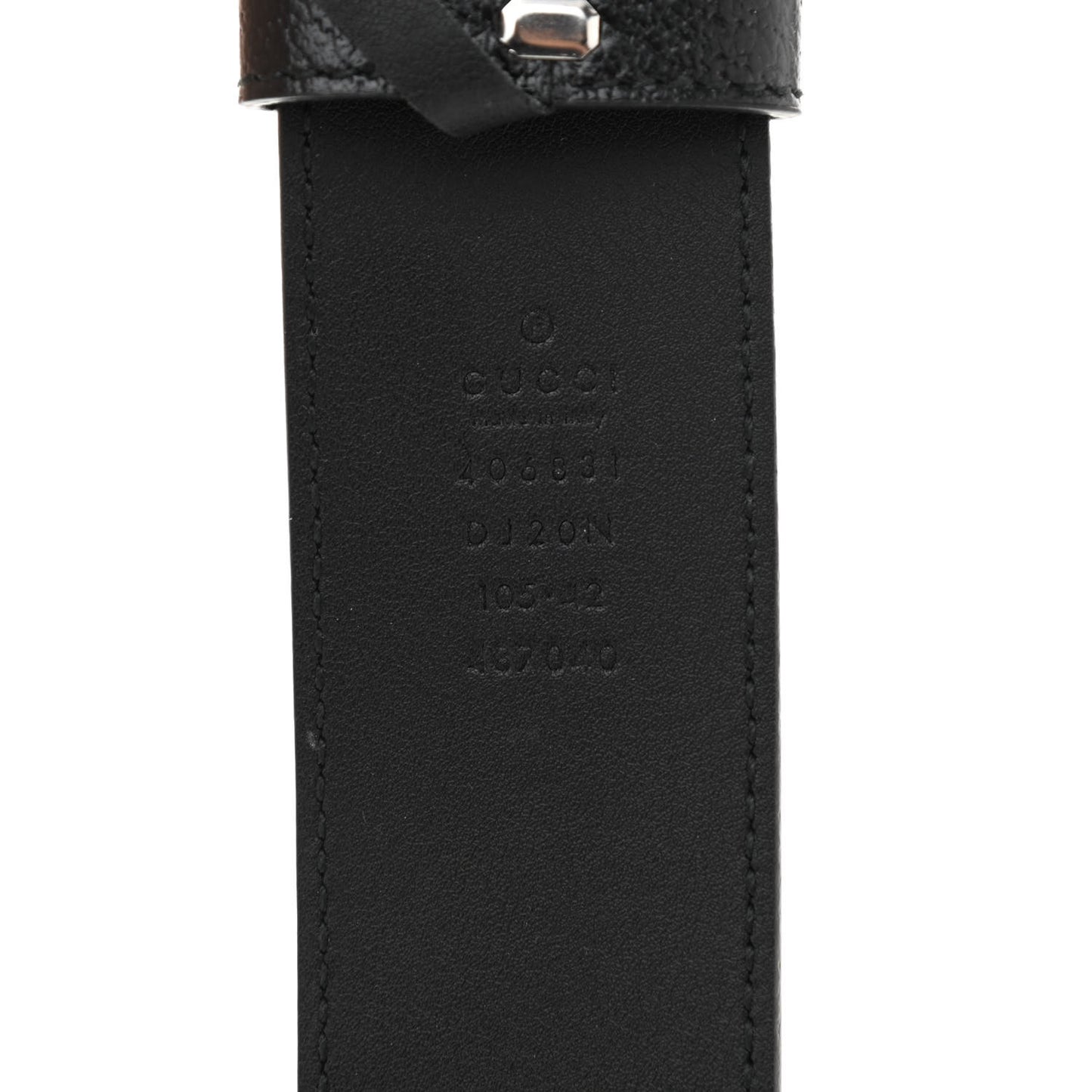 Textured Dollar Calfskin Nickel Double G 40mm Belt 105 42 Black