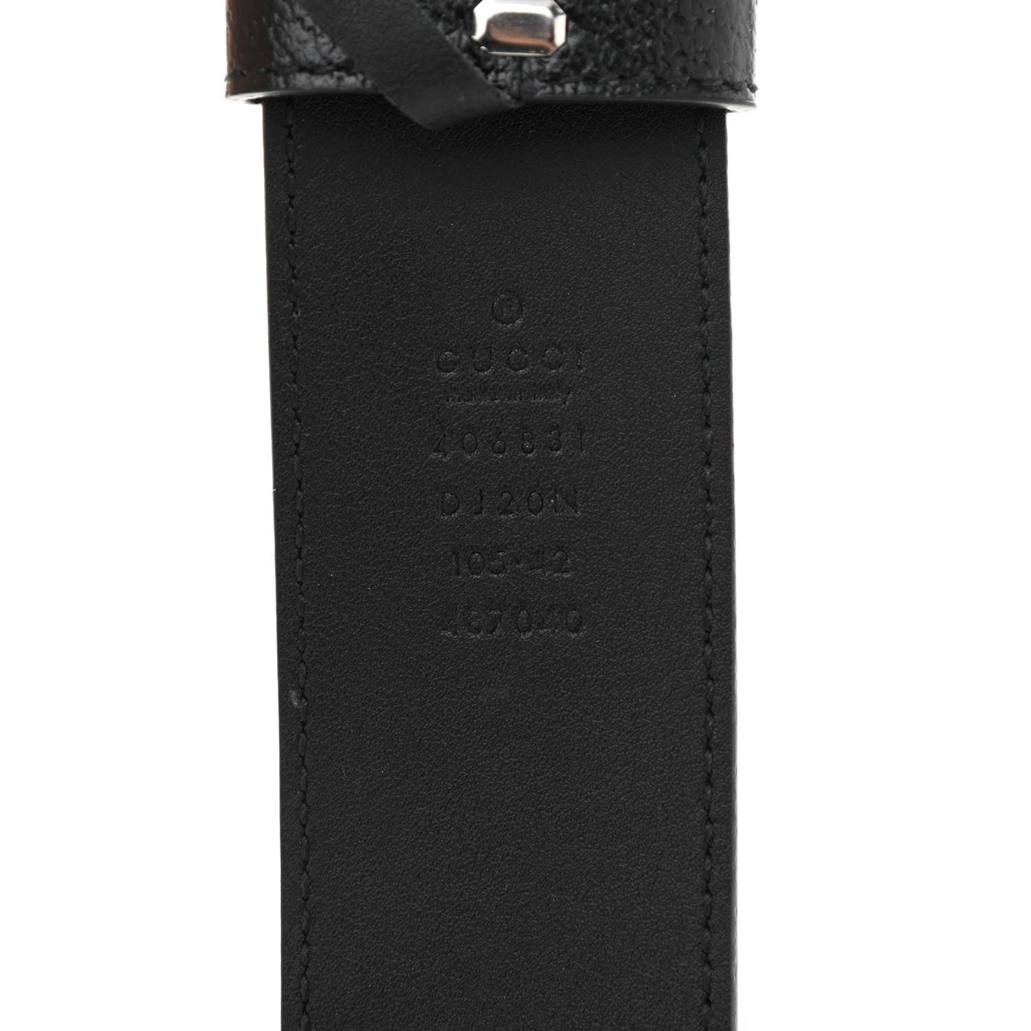 Gucci Textured Dollar Calfskin Nickel Double G 40mm Belt 105 42 Black 3 of 5