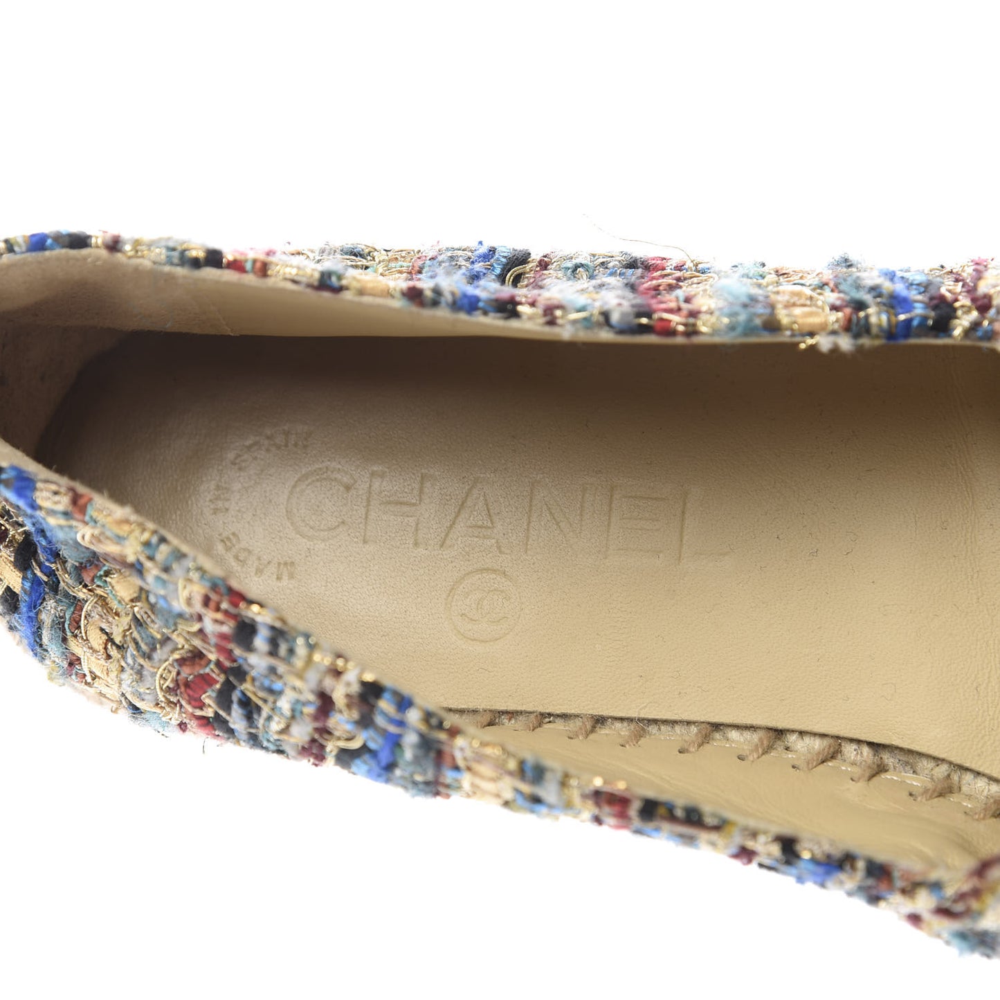 Tweed Grosgrain CC Espadrilles 39 Multicolor