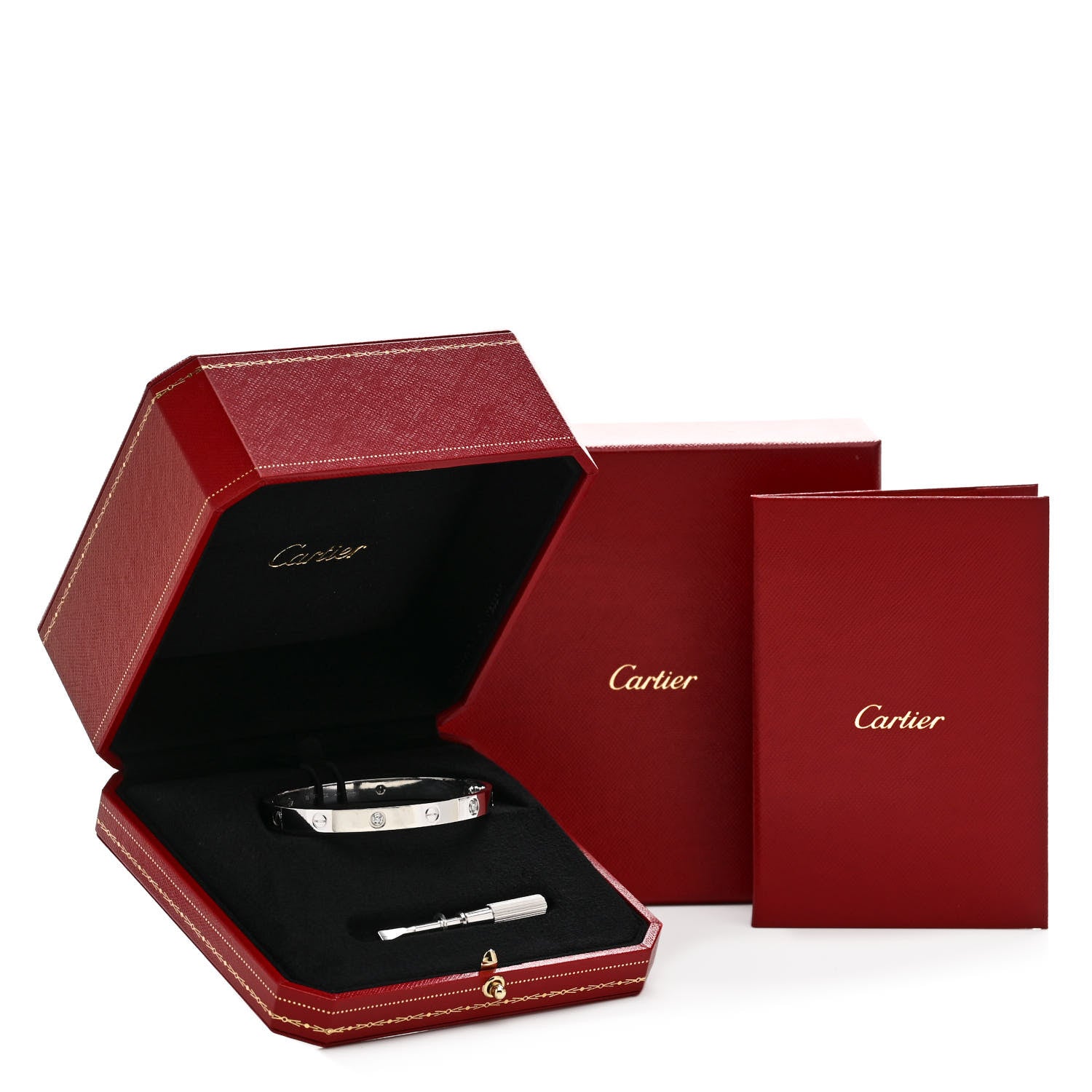 Cartier 18K White Gold 4 Diamond Love Bracelet 18 7 of 7