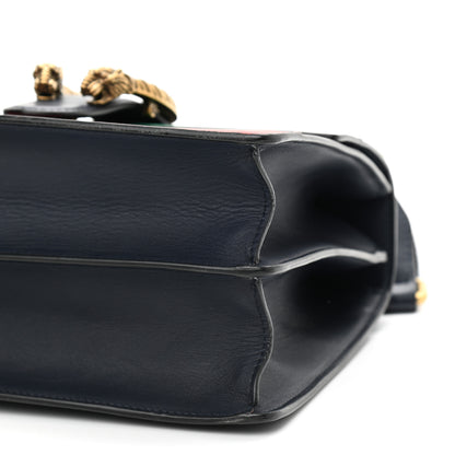 Gucci Moon Calfskin Bamboo Web Medium Dionysus Top Handle Bag Blue Emerald Hibiscus Red 9 of 10