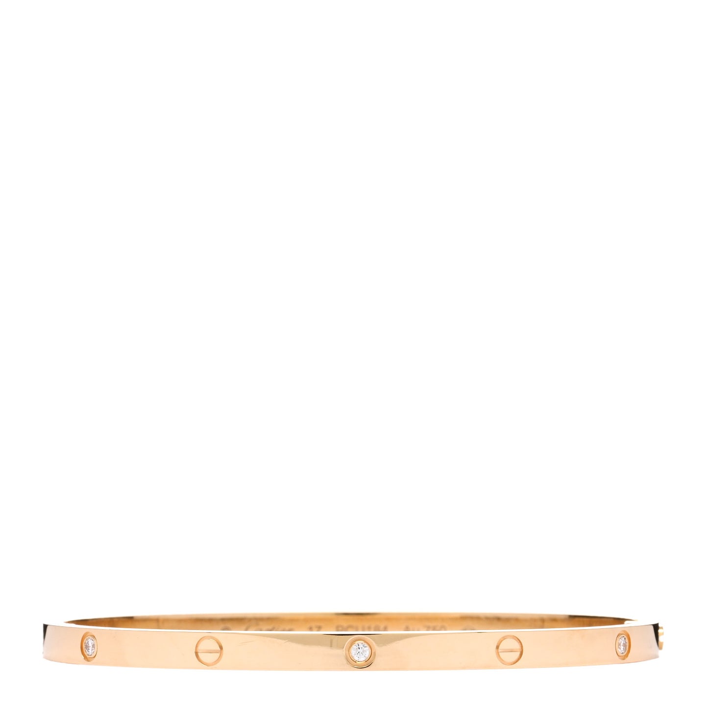 18K Yellow Gold 6 Diamond Small LOVE Bracelet 17