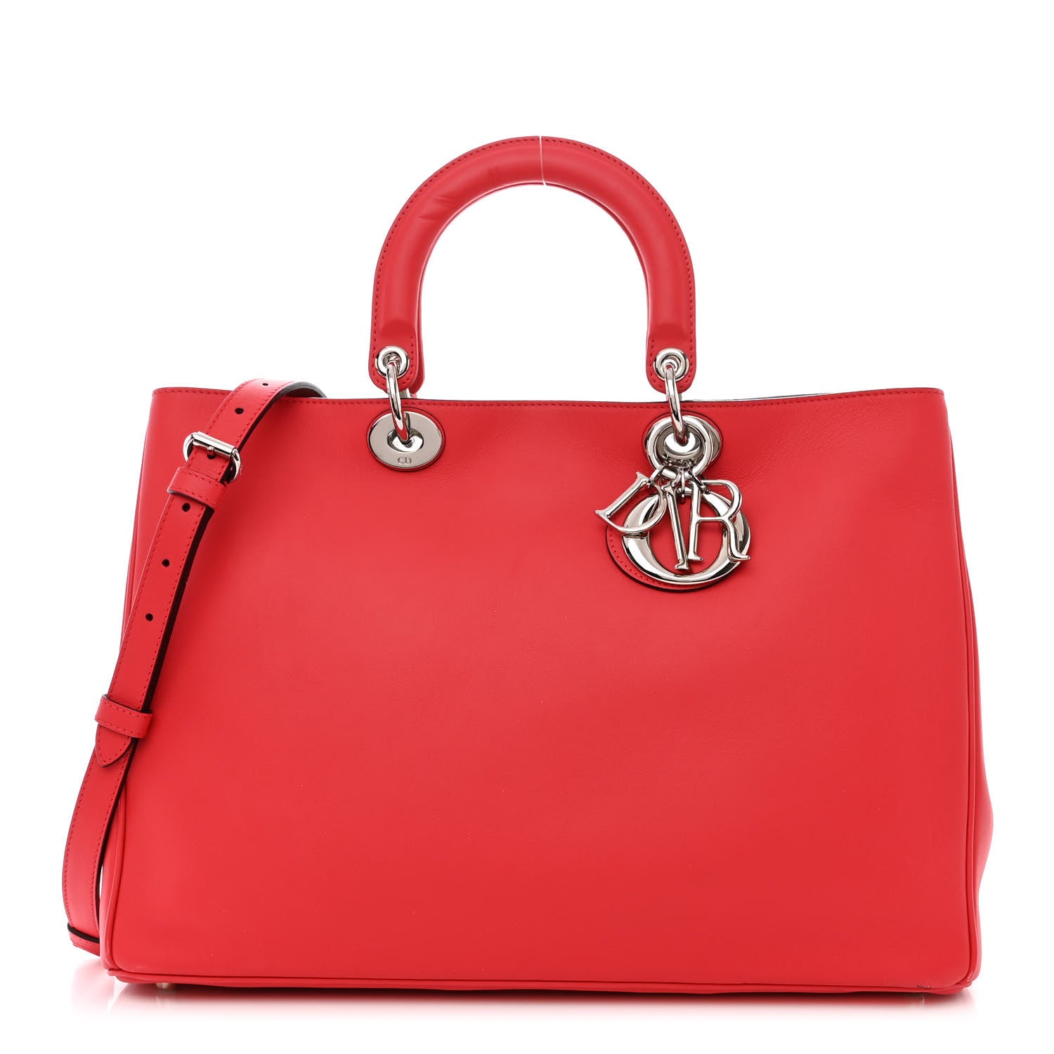 Christian Dior Smooth Calfskin Large Diorissimo Tote Red 3 of 23