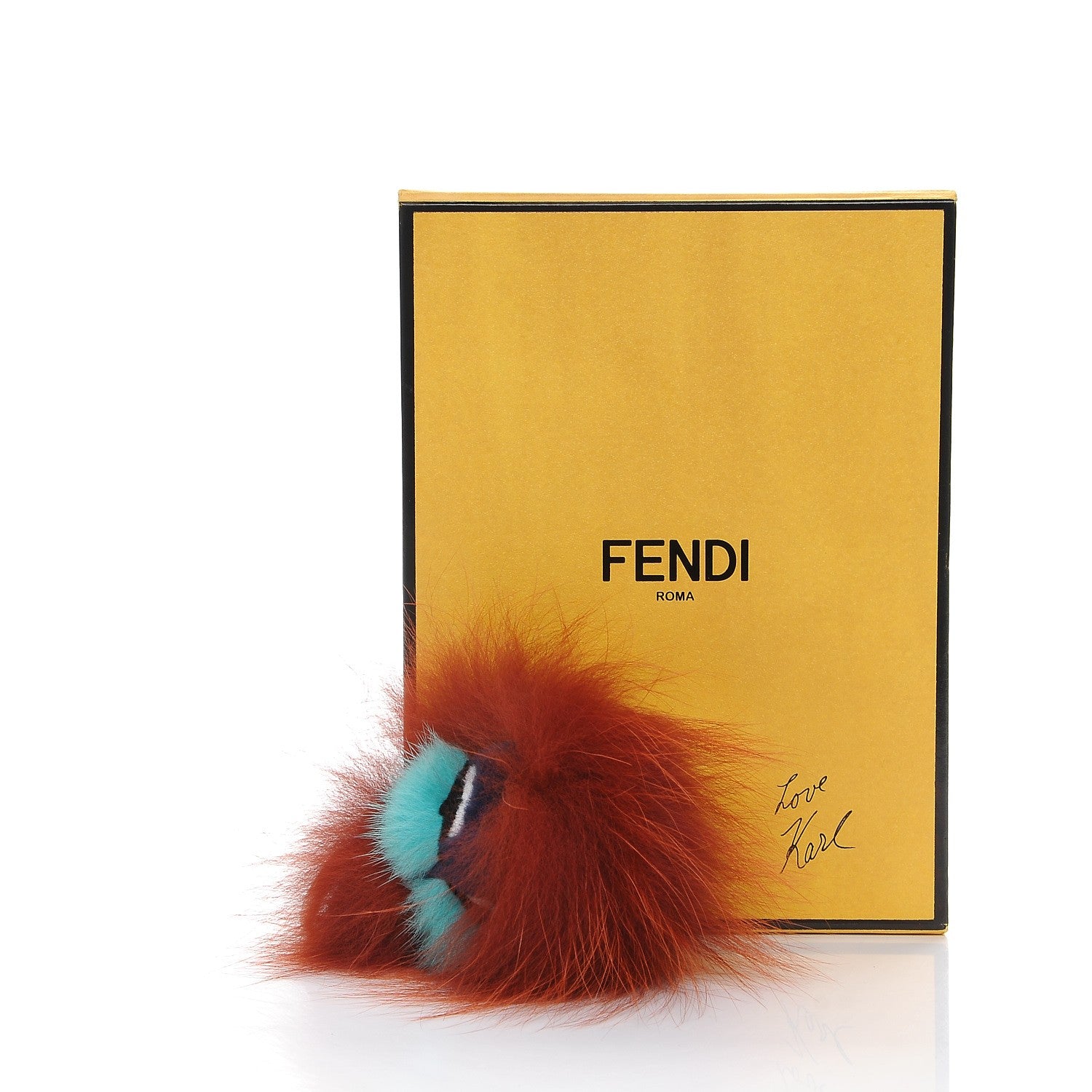 Fendi Fox Mink Rabbit Fur Vitello Dolce Blueminous Monster Bag Bug Charm Rust Turquoise 5 of 5