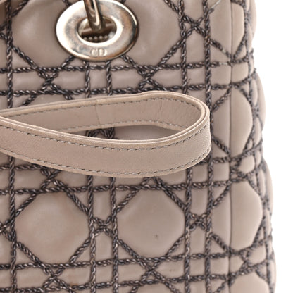 Christian Dior Lambskin Metallic Stitched Cannage Medium Lady Dior Grey Silver 18 of 20