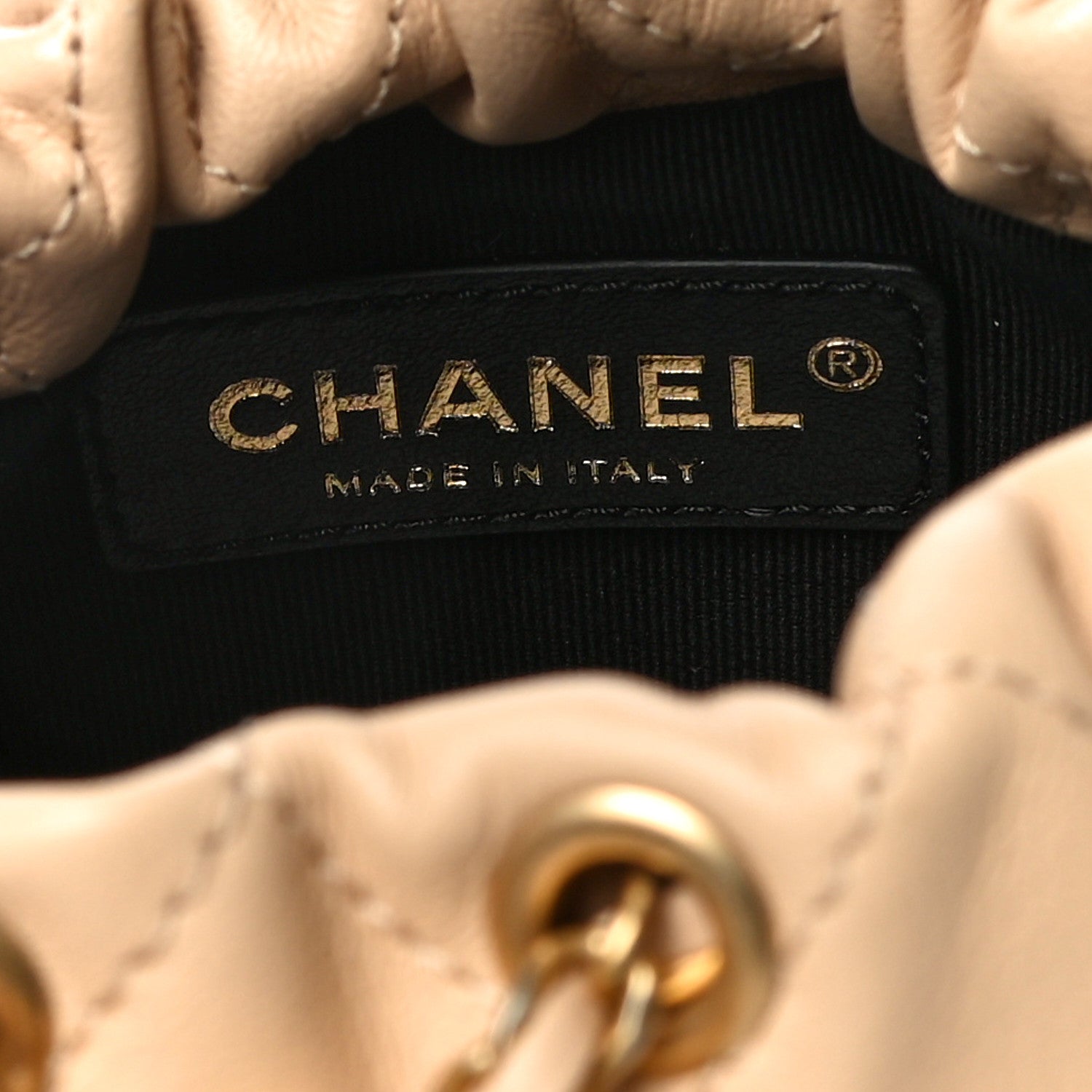 Chanel Calfskin Quilted Pearl Mini About Pearls Drawstring Bucket Bag Beige 6 of 10