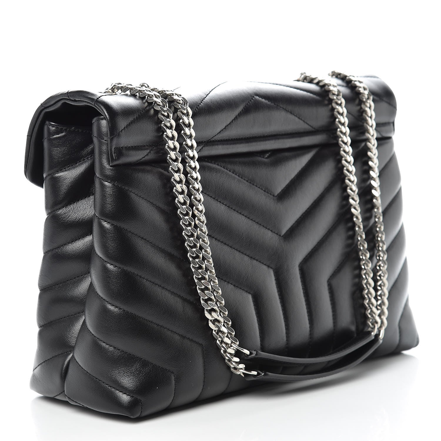 Saint Laurent Calfskin Y Quilted Monogram Medium Loulou Chain Satchel Black 3 of 10