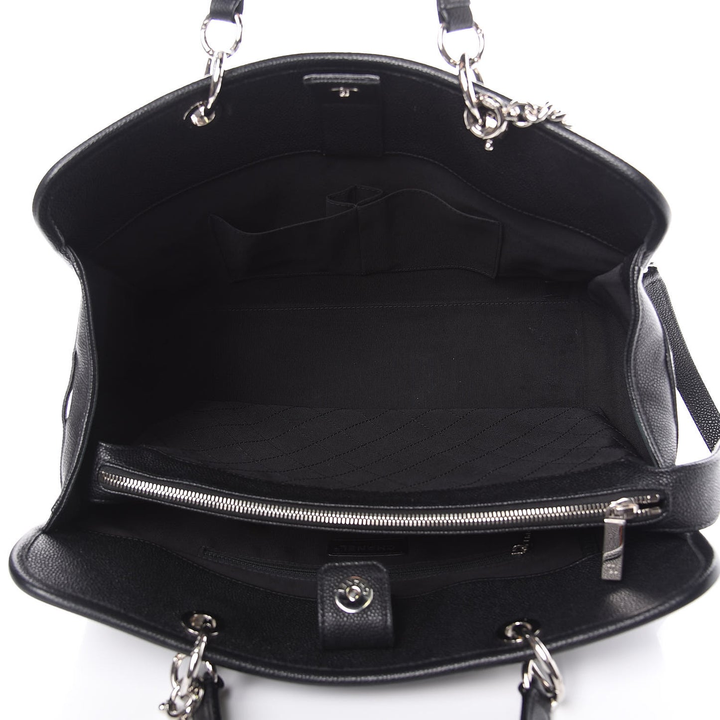 Caviar Stitched Shopping Tote Black