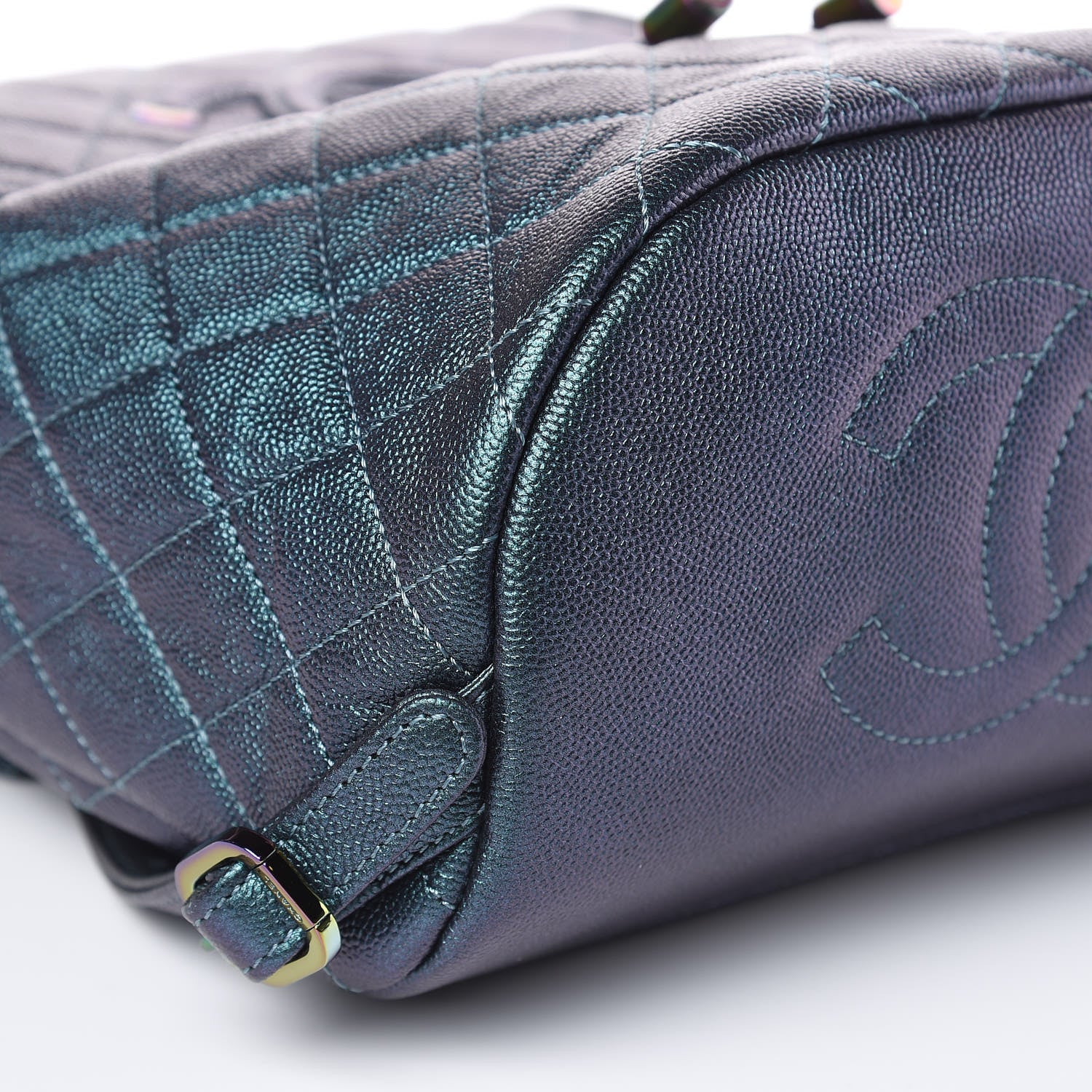 Chanel Iridescent Caviar Quilted Filigree Backpack Dark Turquoise 8 of 10