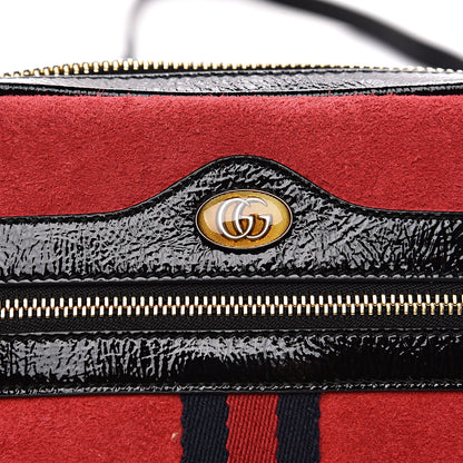 Gucci Suede Patent Web Mini Ophidia Shoulder Bag Red 10 of 11