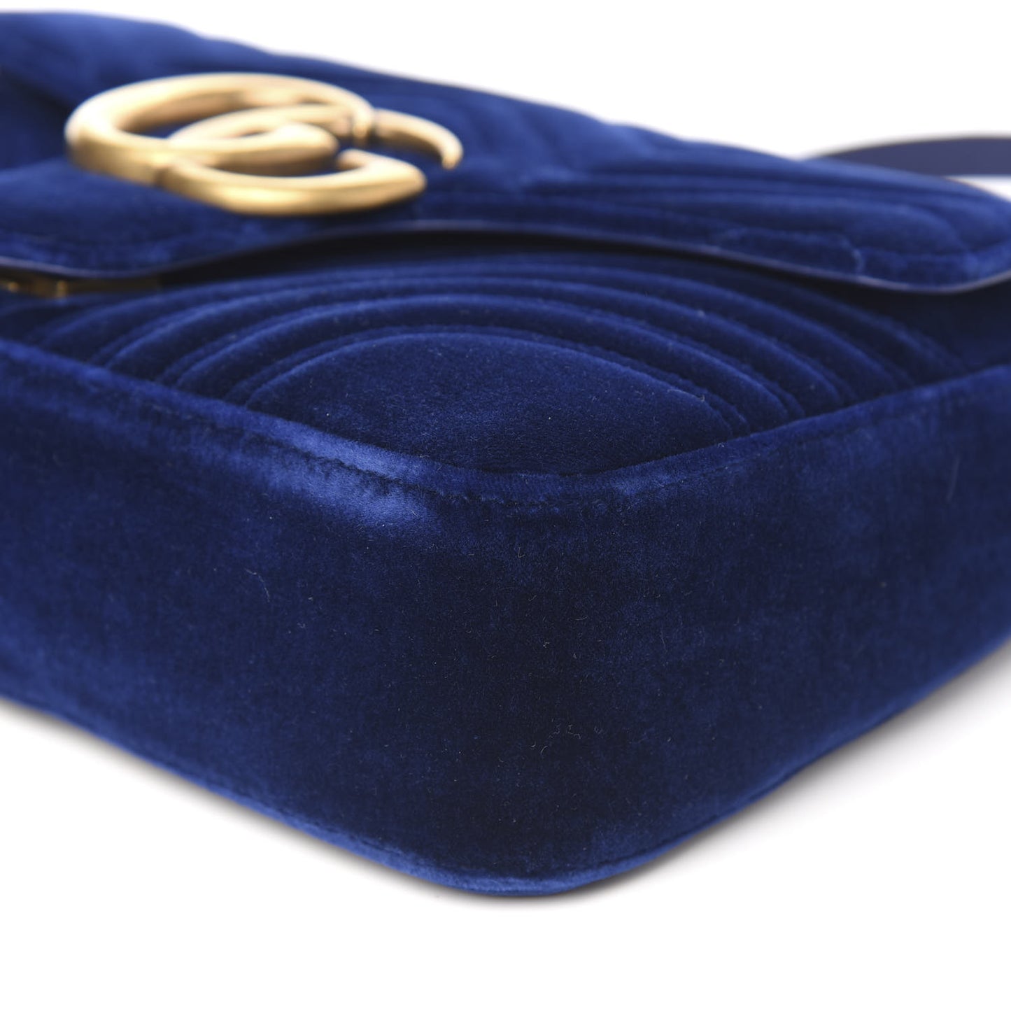 Velvet Matelasse Medium GG Marmont Shoulder Bag Cobalt Blue