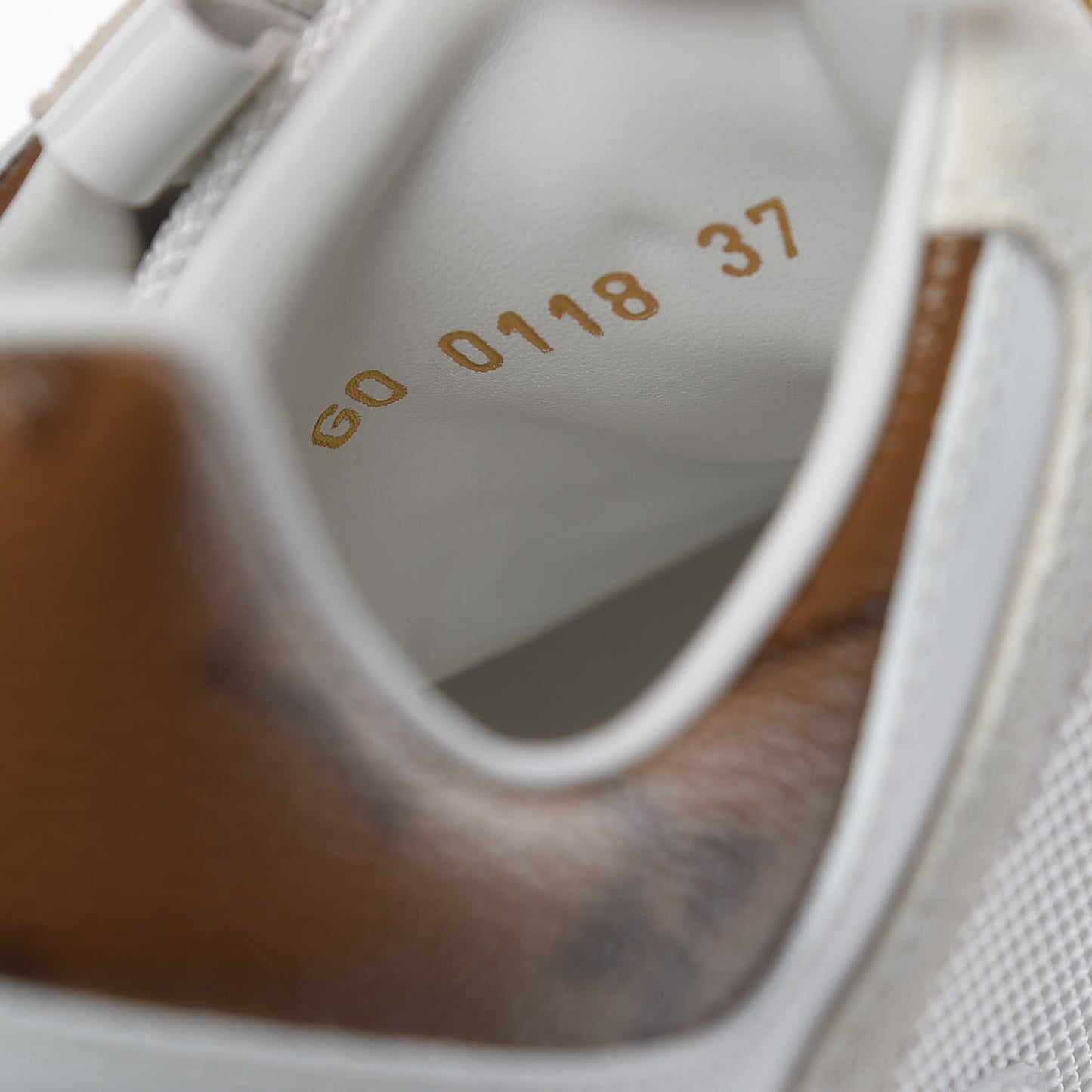 Suede Reverse Monogram Run Away Sneakers 37 White