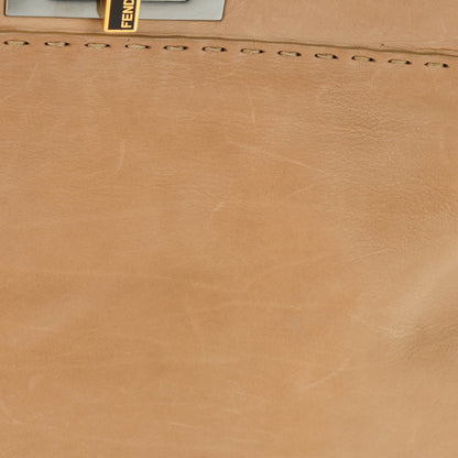 Fendi Vitello Saddle Cuoio Romano Selleria Medium Peekaboo Iconic Satchel Fango Acqua 8 of 10