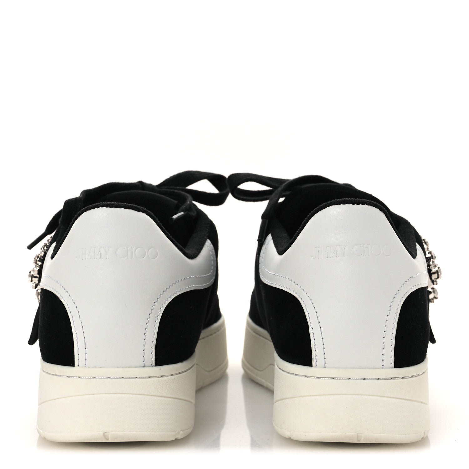 Jimmy Choo Suede Crystal Osaka Oakland Sneaker 41 Black White 6 of 11