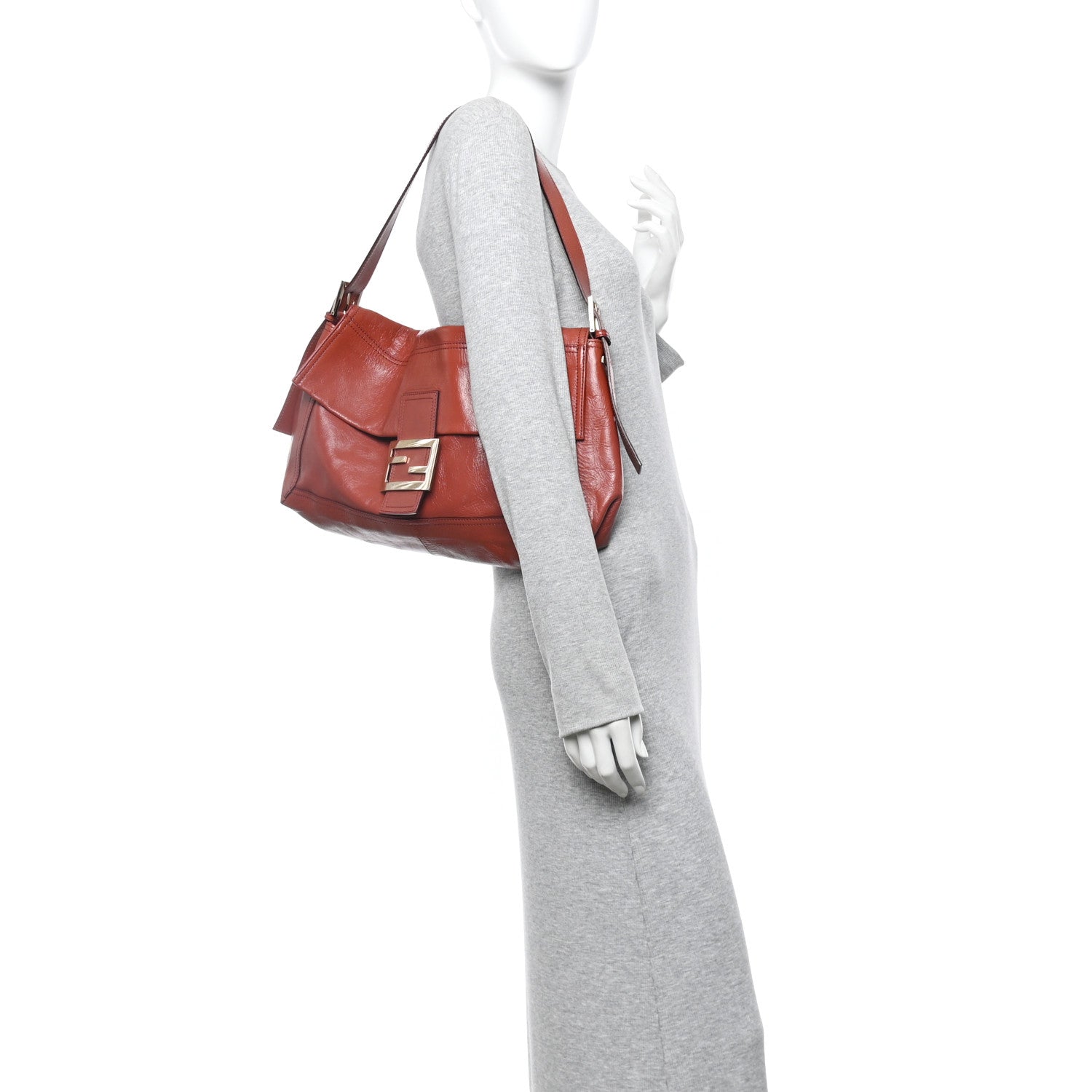 Fendi Vitello Acqua Large Convertible Baguette Bag Pompei 2 of 14