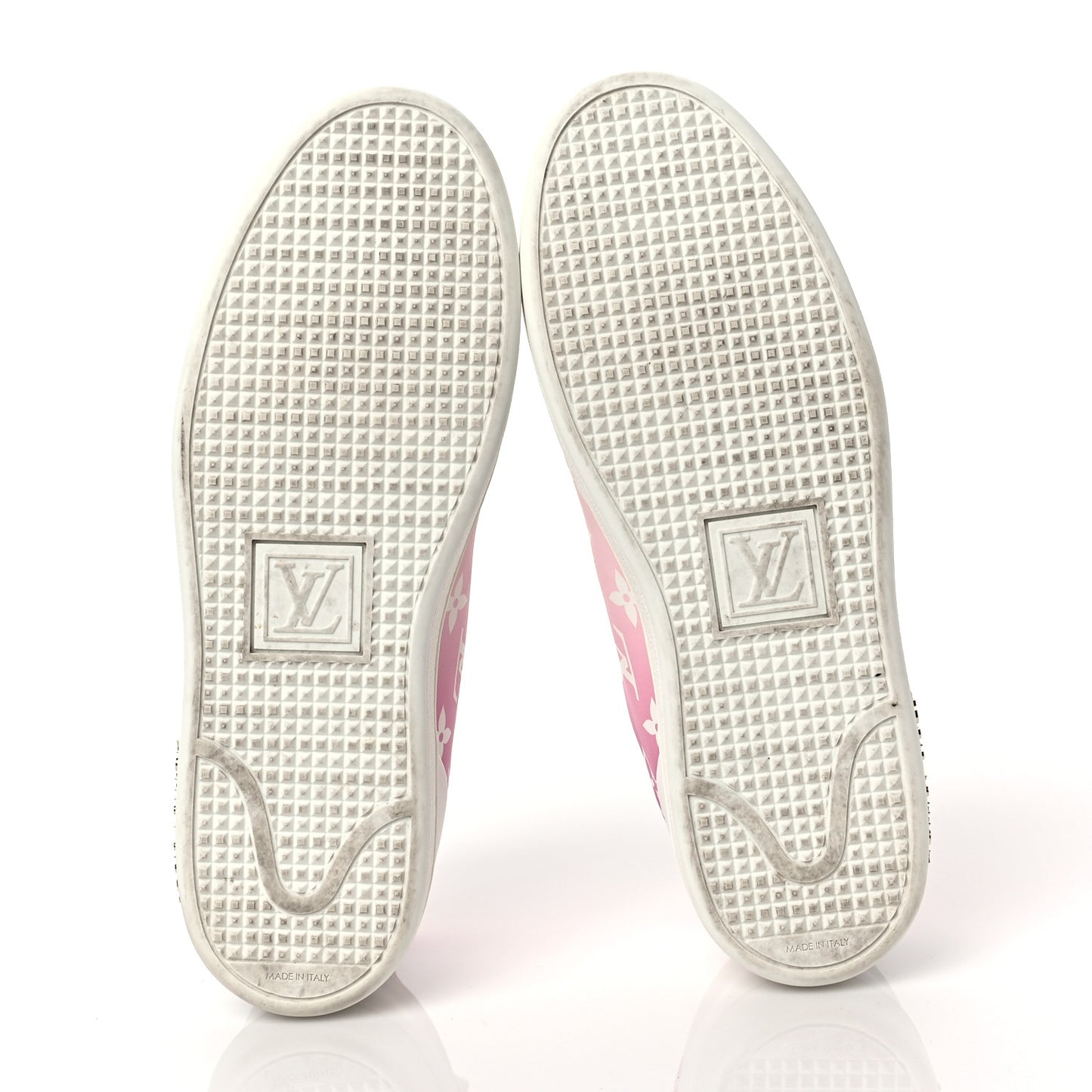 Calfskin Monogram Frontrow Sneakers 37.5 White Pink