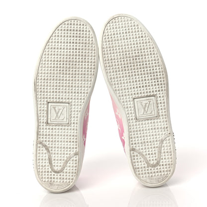 Louis Vuitton Calfskin Monogram Frontrow Sneakers 37.5 White Pink 5 of 9