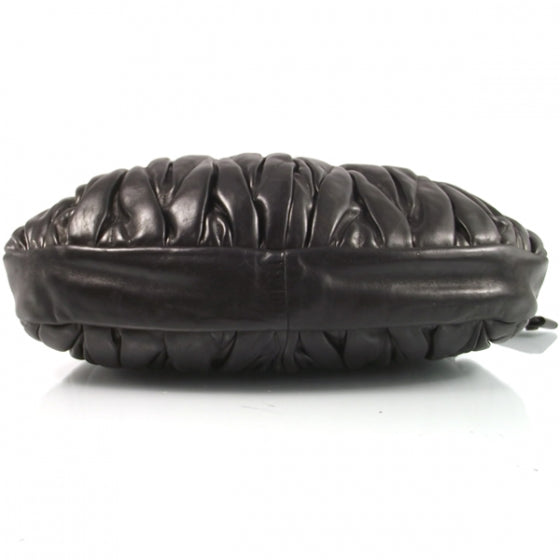 Leather Matelasse Coffer Hobo Black