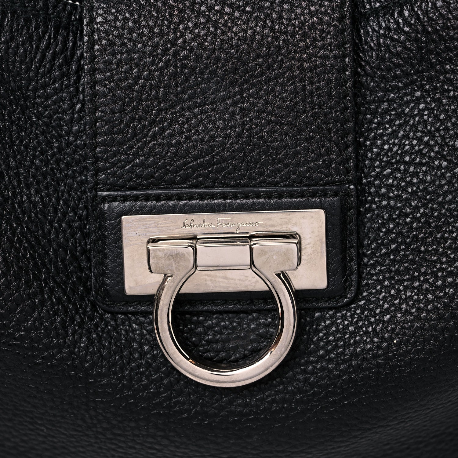Salvatore Ferragamo Calfskin Fanisa Gancini Hobo Black 18 of 18