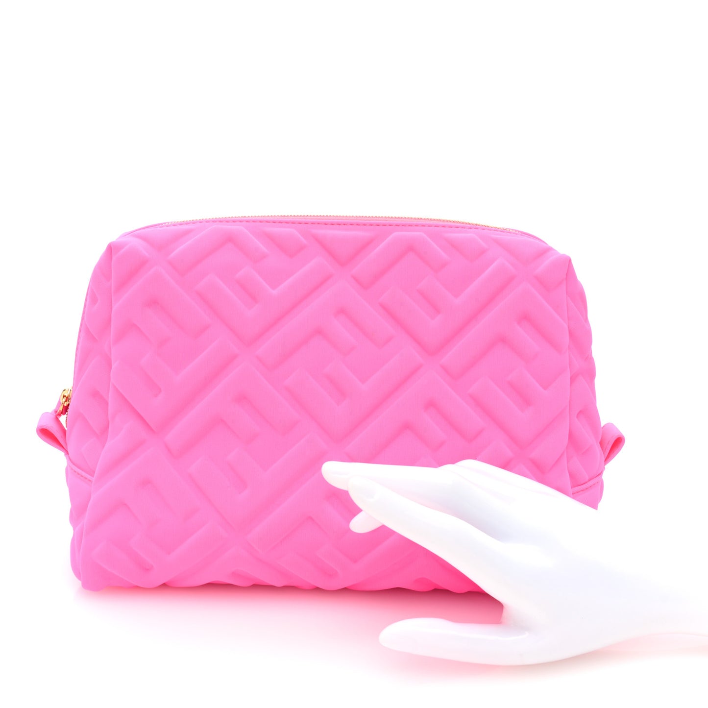 Lycra FF 1974 Embossed Medium Trapezoid Beauty Pouch Rosa Shocking