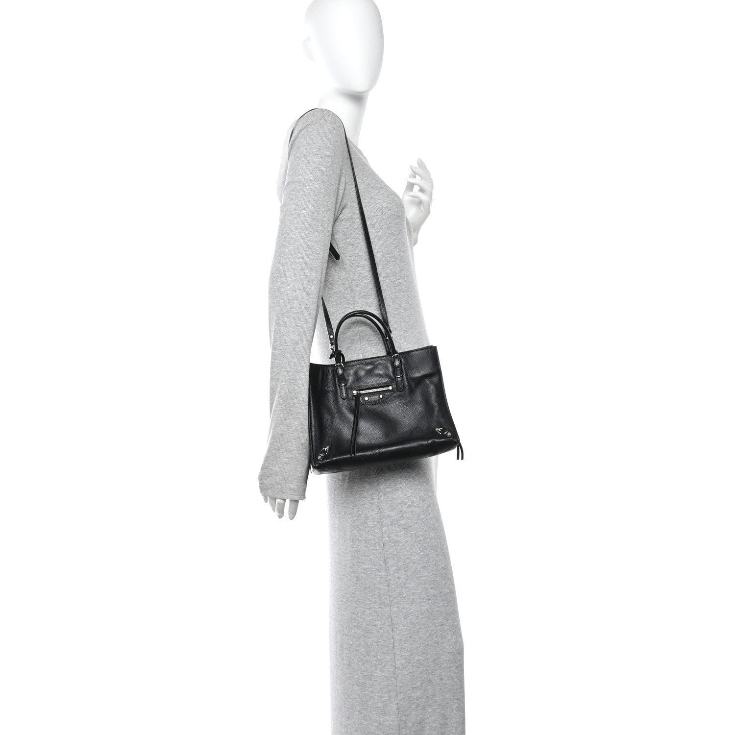 Balenciaga Grained Calfskin Papier Mini A4 Zip Around Tote Black 2 of 11