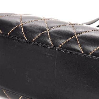 Chanel Calfskin Contrast Stitch Surpique Bowler Black 10 of 11