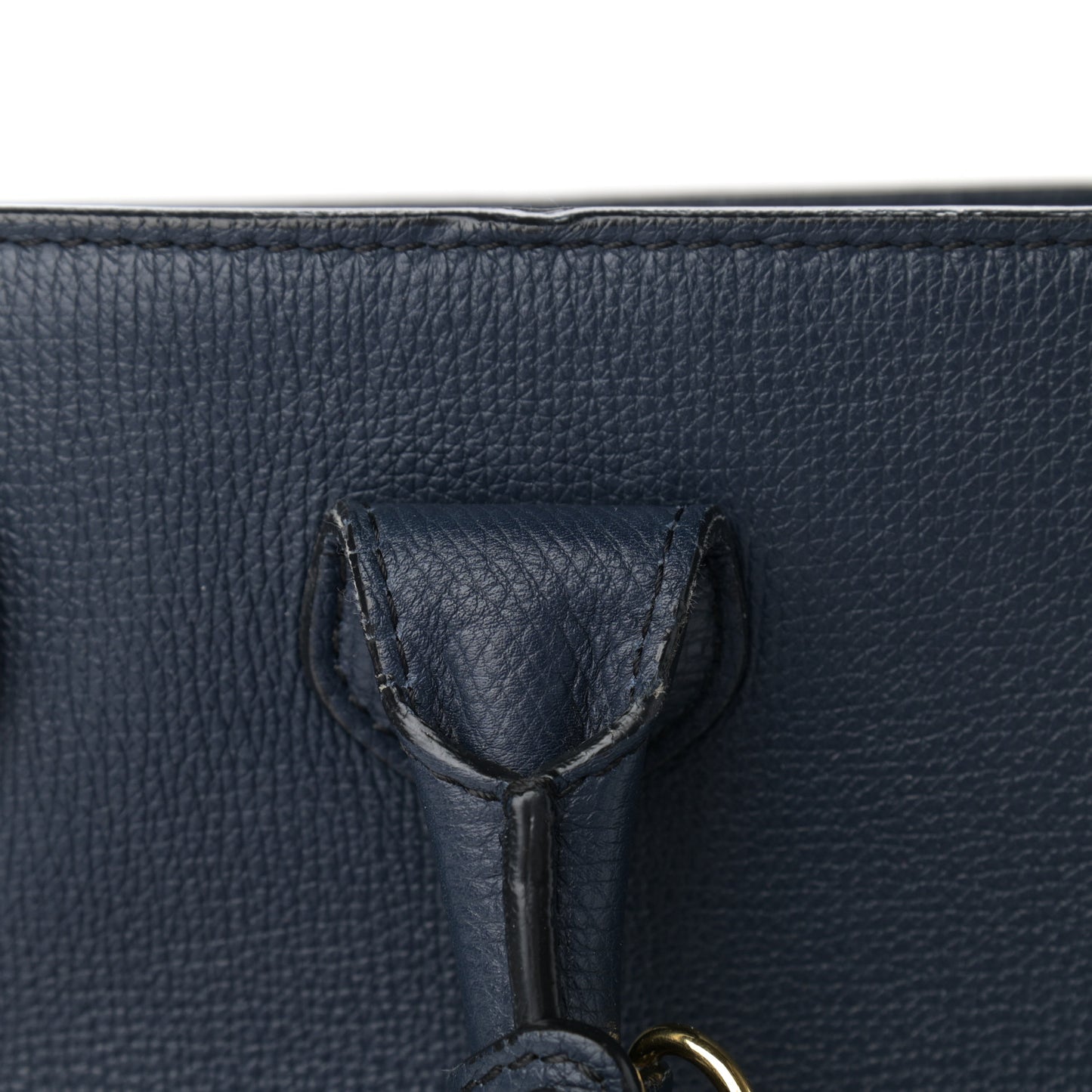 Grainy Calfskin House Check Medium Banner Tote Ink Blue