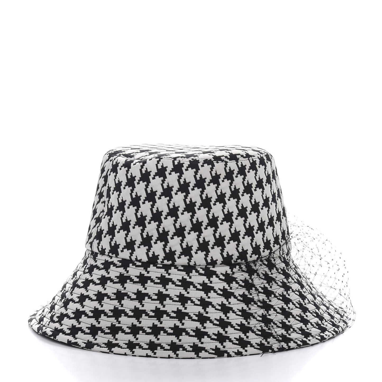 Technical Fabric 30 Montaigne Large Brim Bucket Hat with Veil 58 Black White