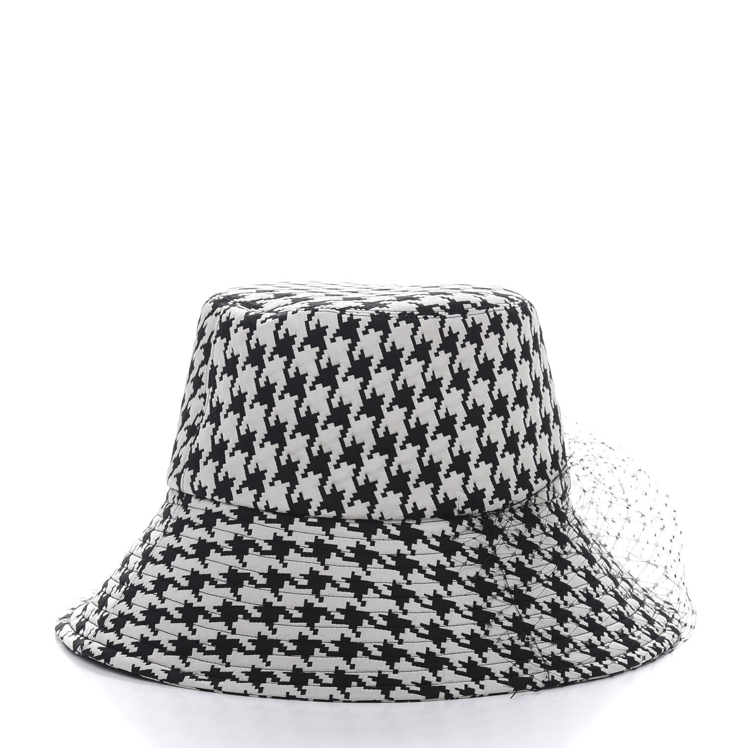 Christian Dior Technical Fabric 30 Montaigne Large Brim Bucket Hat with Veil 58 Black White 5 of 8