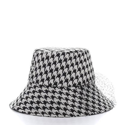 Christian Dior Technical Fabric 30 Montaigne Large Brim Bucket Hat with Veil 58 Black White 5 of 8