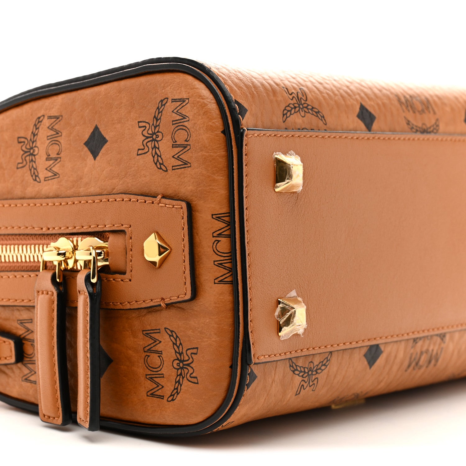 MCM Visetos Small Essential Boston Bag Cognac 9 of 10