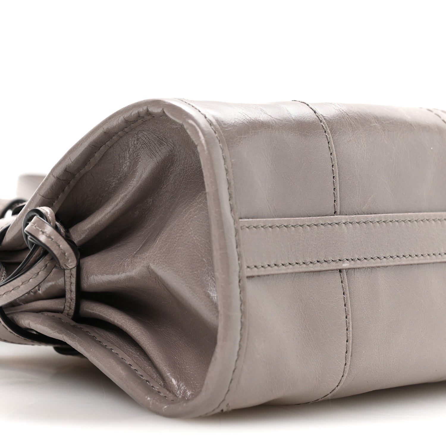 Prada Glossy Calfskin Triangle Mini Bonnie Shoulder Bag Pewter 9 of 10