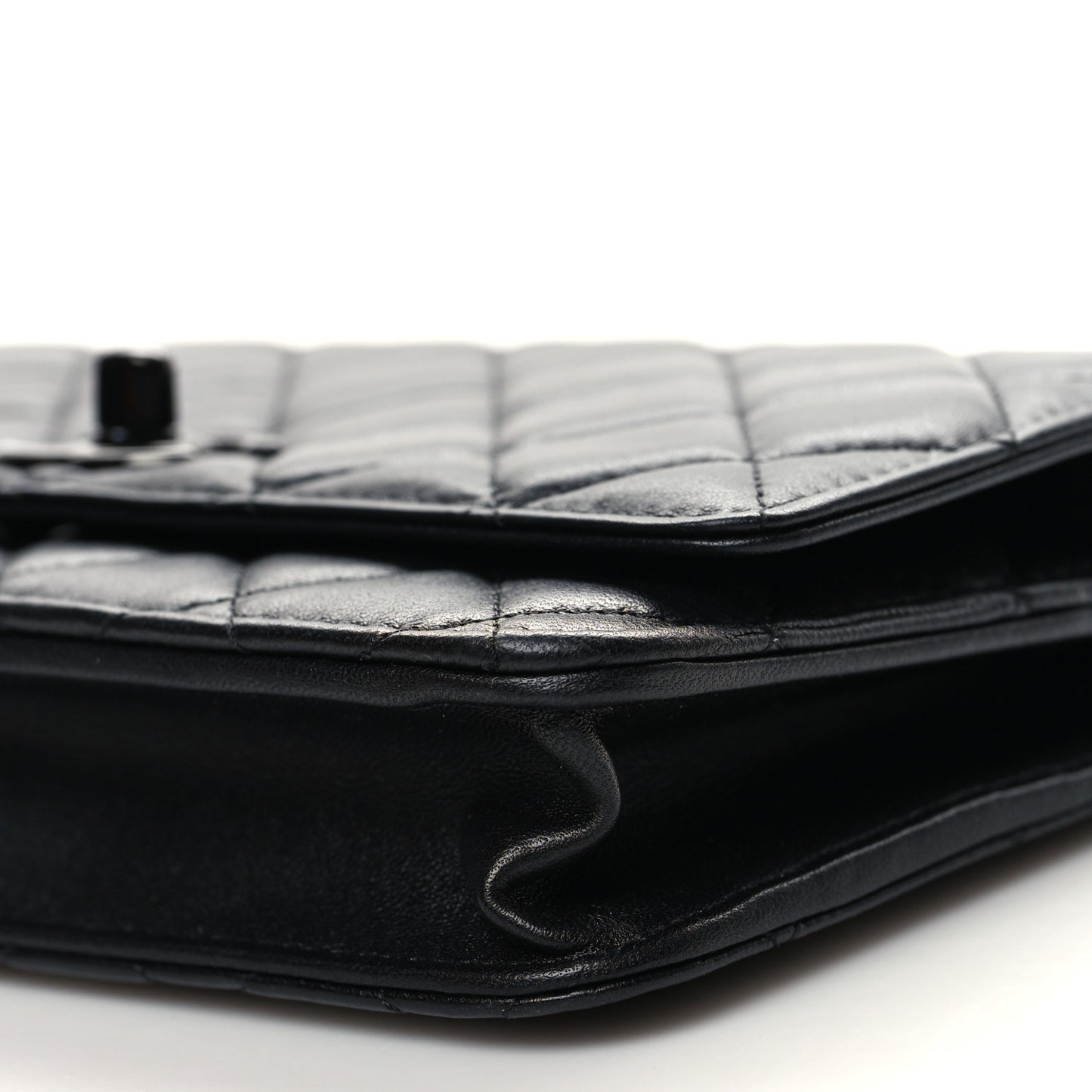 Lambskin Quilted Trendy CC Wallet On Chain WOC So Black