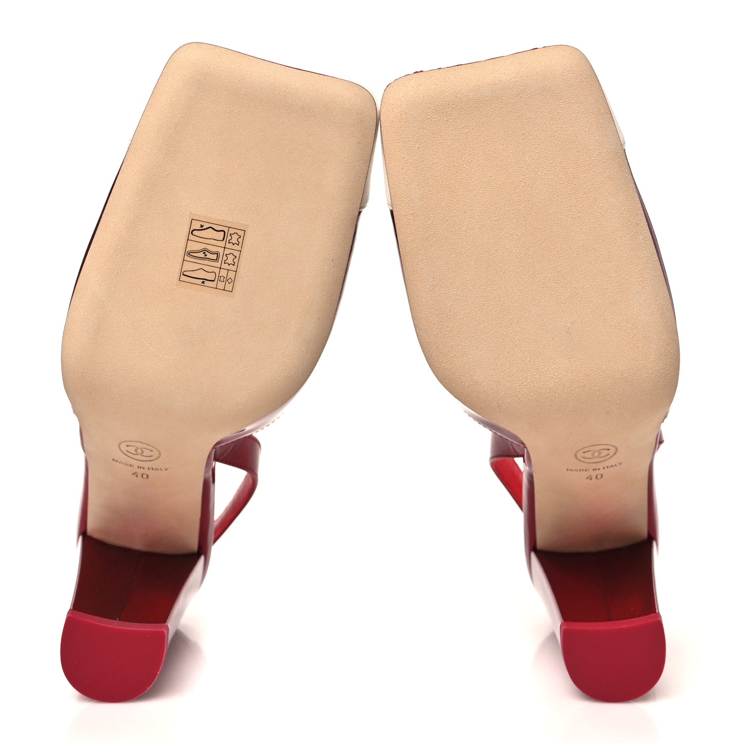 Lambskin Laminated Calfskin Cap Toe CC Slingback Pumps 40 Red Ivory
