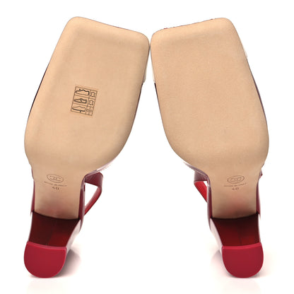Chanel Lambskin Laminated Calfskin Cap Toe CC Slingback Pumps 40 Red Ivory 6 of 9
