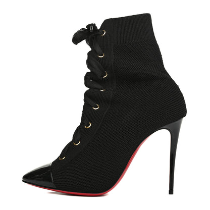 Christian Louboutin Patent Maille Tricot Frenchie 100 Ankle Boots 37.5 Black 1 of 6