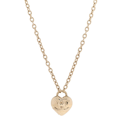 Chanel Metal CC Heart Locket Necklace Gold 1 of 7